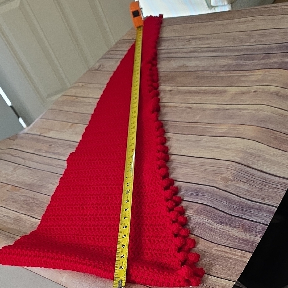 Red Shawlette / Scarf Handmade New Winner At Fair - Picture 6 of 8